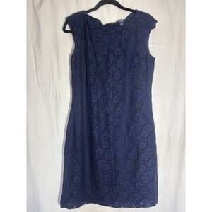 Chaps Womens 14 Sleeveless Dress Sheath Floral Crochet Lined B11